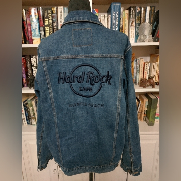 Hard Rock Myrtle Beach unisex denim jacket sz L EUC - Picture 3 of 5